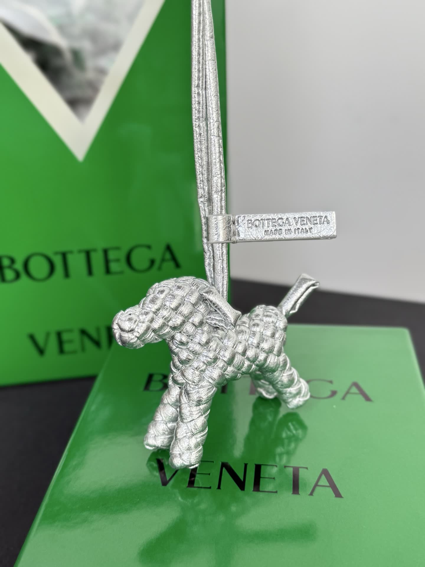 Bottega Veneta Silver Dog Charm
